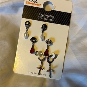 Skull and Cross 3 pair Earrings Set
